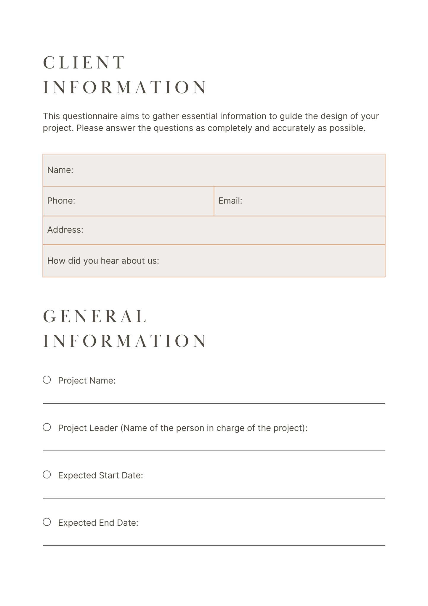 Professional Client Discovery Questionnaire