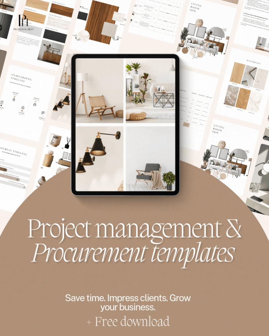 Professional project mangement templates for interior designers, design consultants - proposal nest