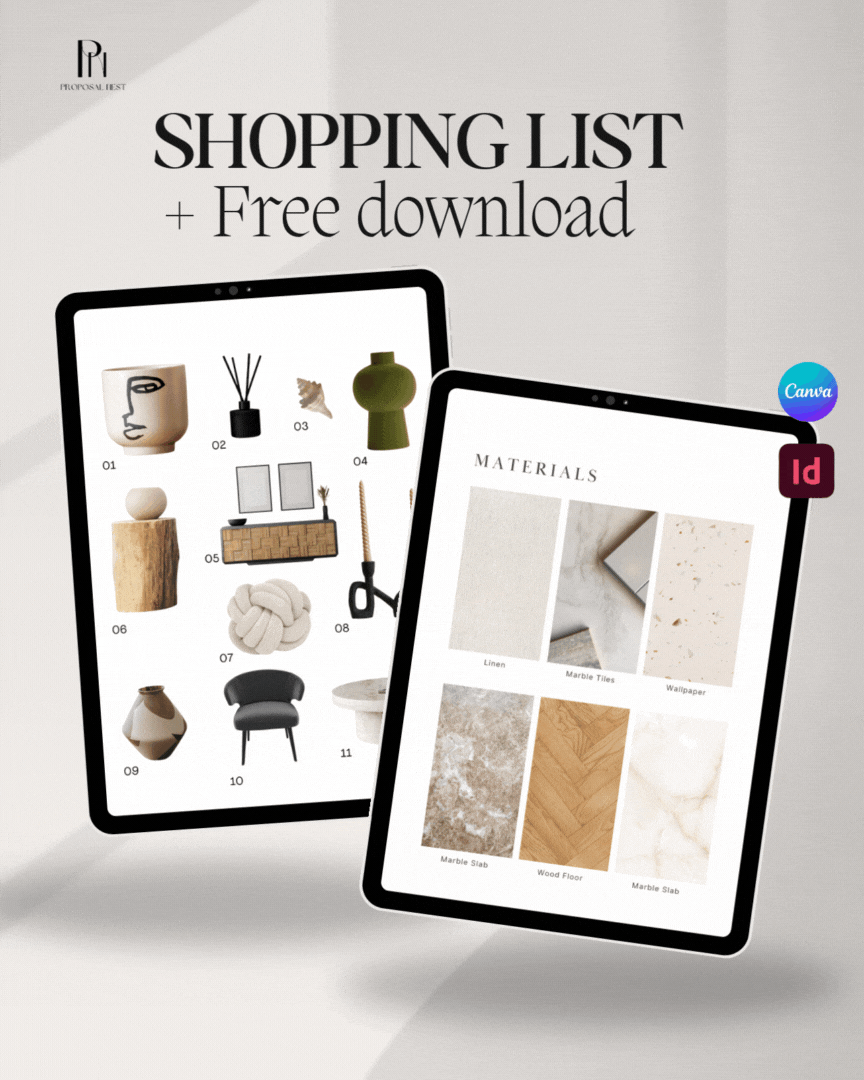 Editable shopping list template + free download for interior designers