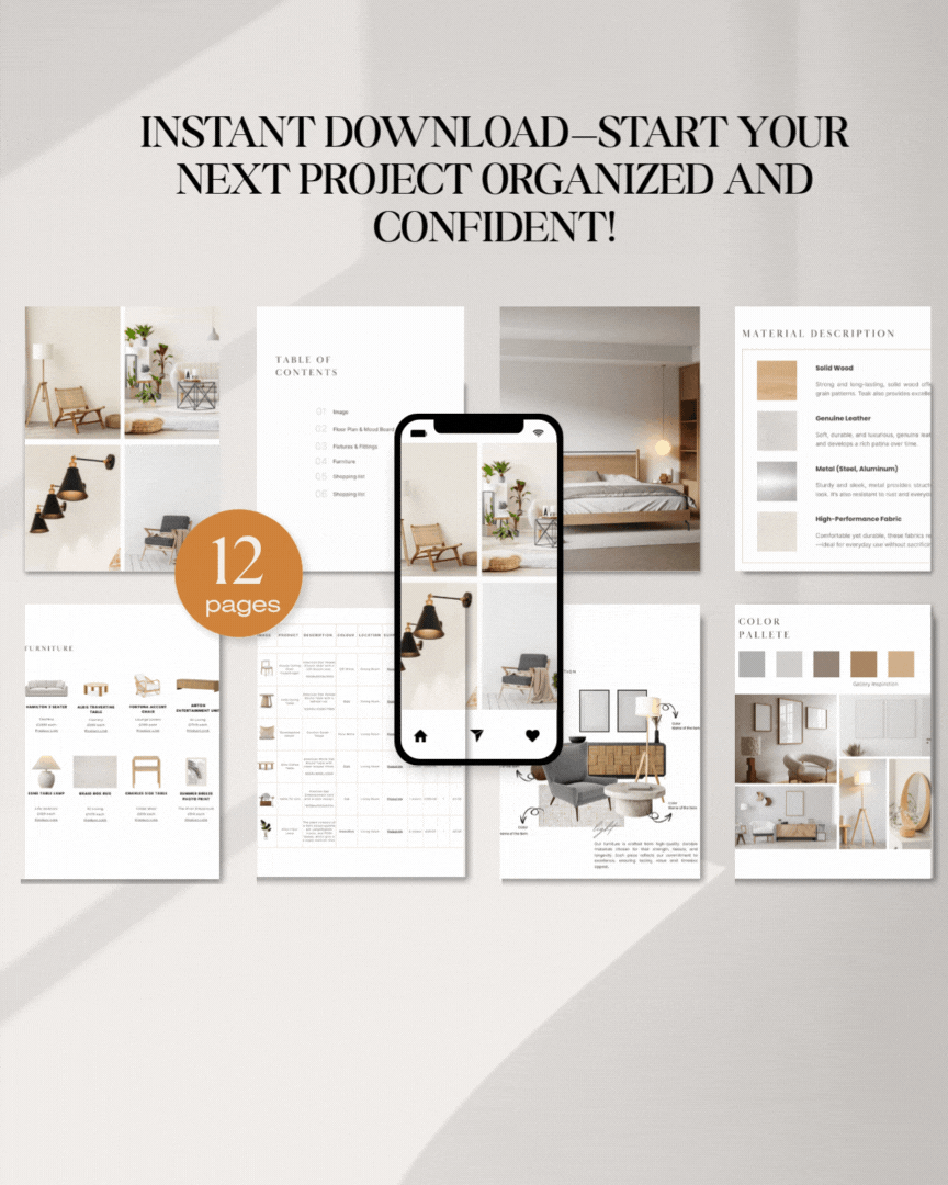 Professional Shopping List Template for Interior Design - A streamlined and organized guide tailored for interior design projects, helping users efficiently plan and manage their purchases.